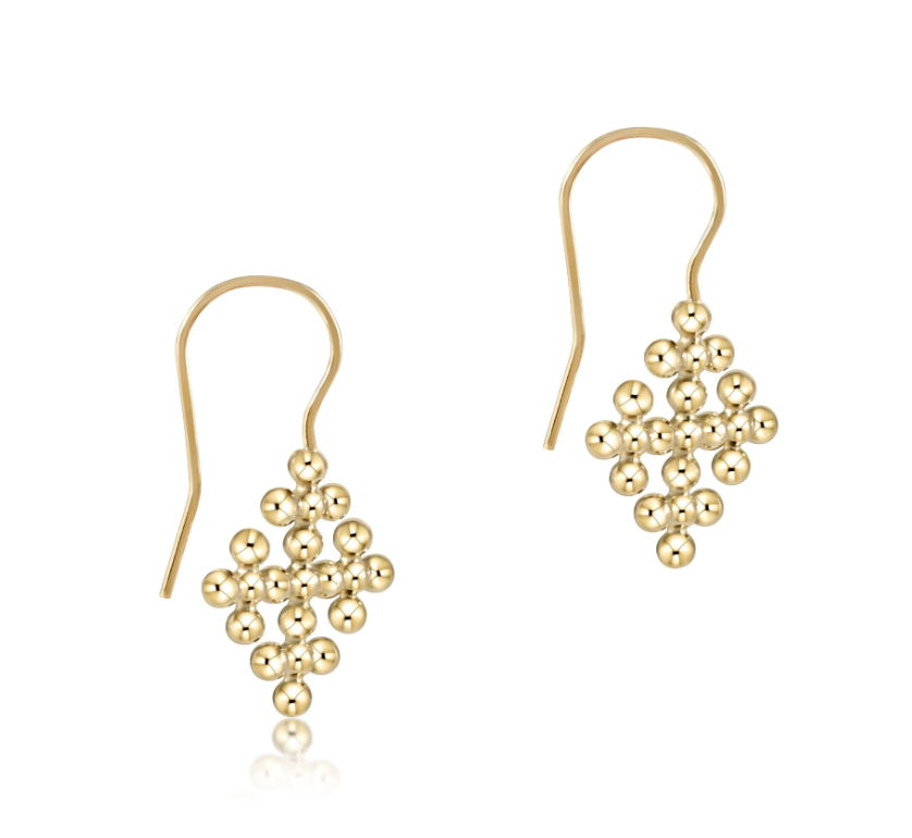 ENewton Classic Beaded Signature Cross Gold Drop  Earrings