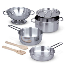 Load image into Gallery viewer, Let's Play House! Stainless Steel Pots & Pans Play Set