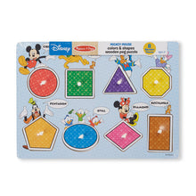 Load image into Gallery viewer, Mickey Mouse Colors & Shapes Wooden Peg Puzzle