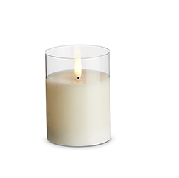 Clear Glass Ivory Pillar Flameless Candle - 3x4