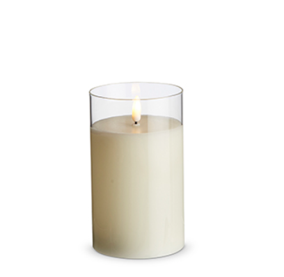 Clear Glass Ivory Pillar Flameless Candle - 3.5x6