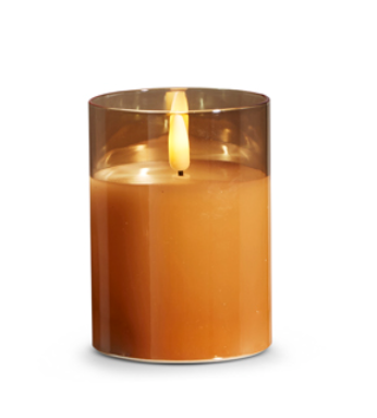 Gold Glass Ivory Pillar Flameless Candle - 3x4