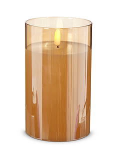 Gold Glass Ivory Pillar Flameless Candle - 3.5x6