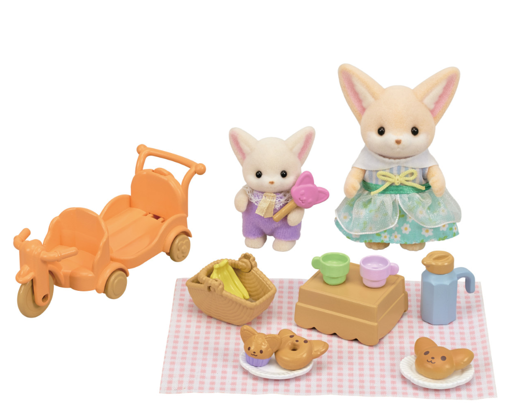 Calico Critters Sunny Picinc Set - Fennce Fox Sister and Baby