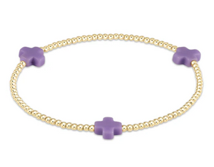 ENewton Signature Cross Gold Pattern 2mm Bead Bracelet - Purple