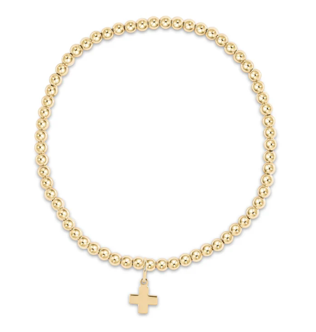 Enewton Extends -Classic Gold 3mm Bead Bracelet Signature Cross Gold Charm