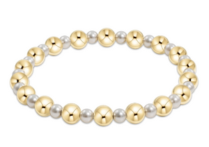 Enewton Extends- Pearl Grateful Pattern 4MM Bead Bracelet - 6MM Gold