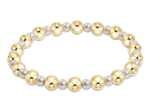 Enewton Extends- Pearl Grateful Pattern 4MM Bead Bracelet - 6MM Gold