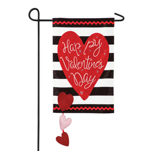 Valentine's Day Striped Garden Flag