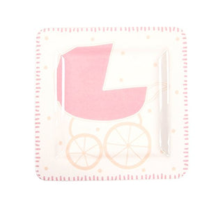 Coton Colors Girl Baby Carriage Square Plate