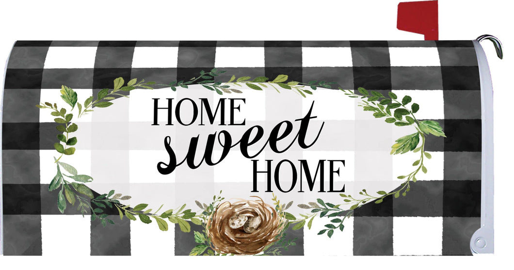 Gingham Home Sweet Home Mailbox Cover