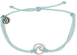 Silver Wave Charm Ice Blue O/S Bracelet