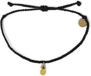Gold Enamel Pineapple Black O/S Bracelet