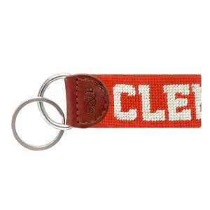 Clemson Orange Needlepoint Key Fob