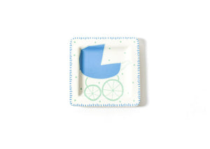 Coton Colors Boy Baby Carriage Square Plate