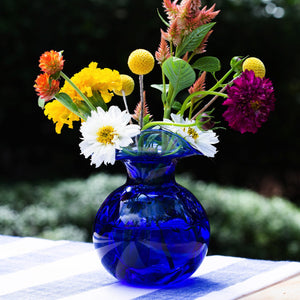 Hibiscus Glass Cobalt Bud Vase