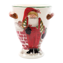 Load image into Gallery viewer, Vietri Old St. Nick Footed Urn w/ Chimney &amp; Stockings
