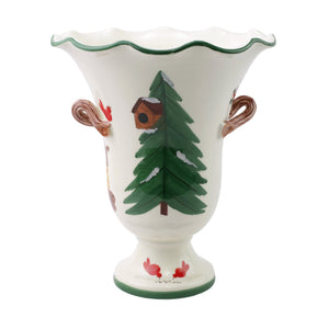 Vietri Old St. Nick Large Footed Cachepot w/ Campfire
