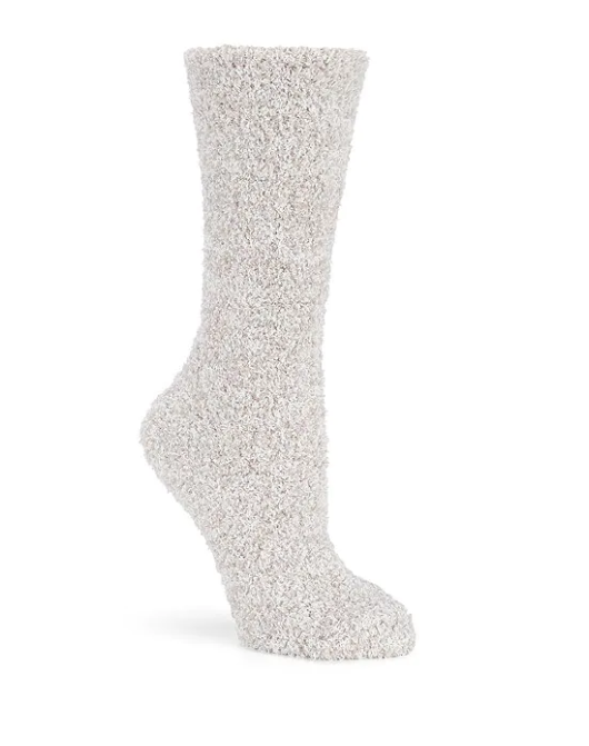 Barefoot Dreams CozyChic Heathered Women's Socks Oyster/White