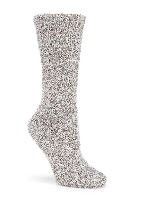 Barefoot Dreams CozyChic Heathered Women's Socks Graphite/White