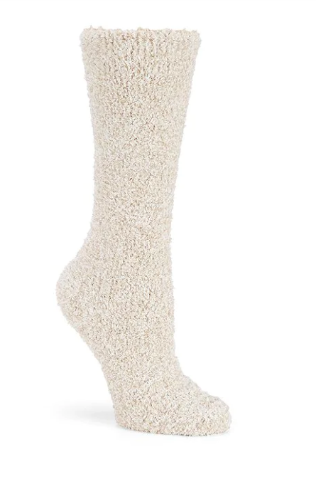 Barefoot Dreams CozyChic Heathered Women's Socks Stone/White
