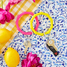 Load image into Gallery viewer, Silicone Big O® Key Ring Tickled Pink Bamboo
