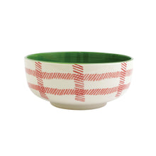 Load image into Gallery viewer, Vietri Mistletoe Plaid Large Footed Serving Bowl
