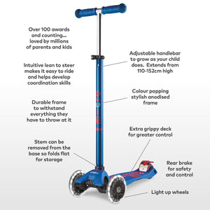 micro Scooter Maxi Deluxe Blue LED