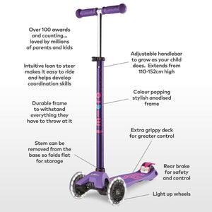micro Scooter Maxi Deluxe Purple LED