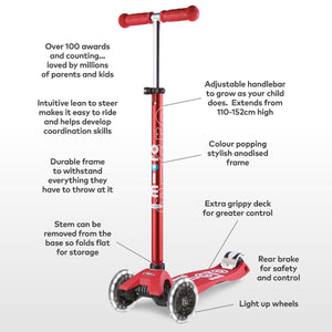 micro Scooter Maxi Deluxe Red LED